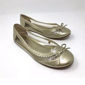 Madden Girl Ballet Flats Bow Gold Clear